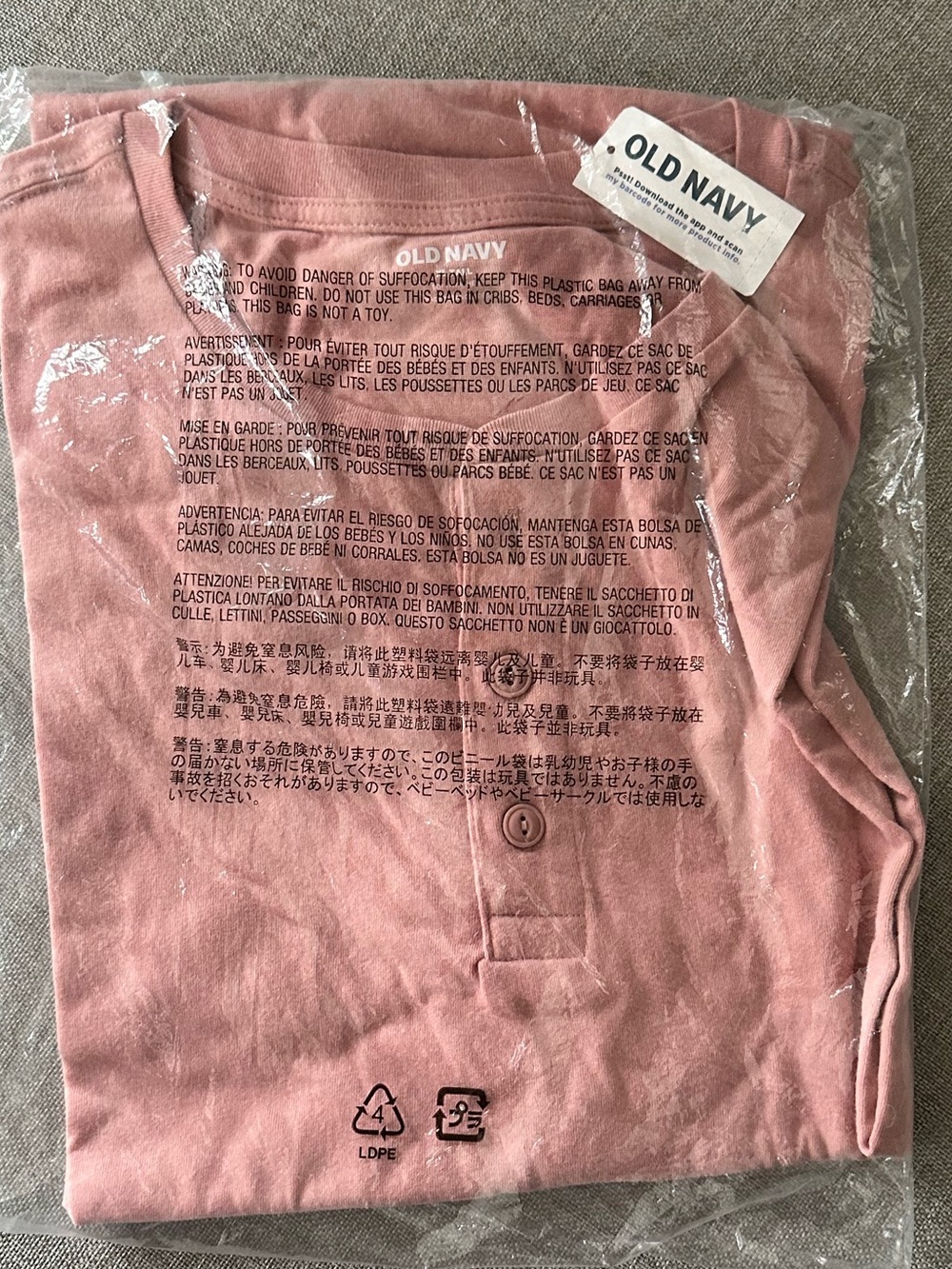 Pink Henley Tee- TALL